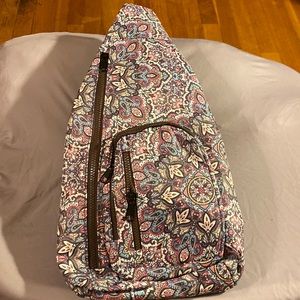 NWOT small vinyl shoulder bag. Multicolored.